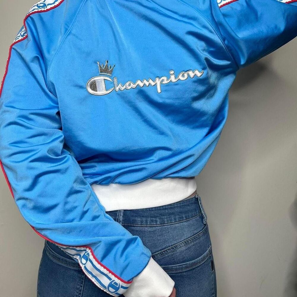 New w tags Champion Blue White Red Jacket embroidered silver crown y2k 2000s